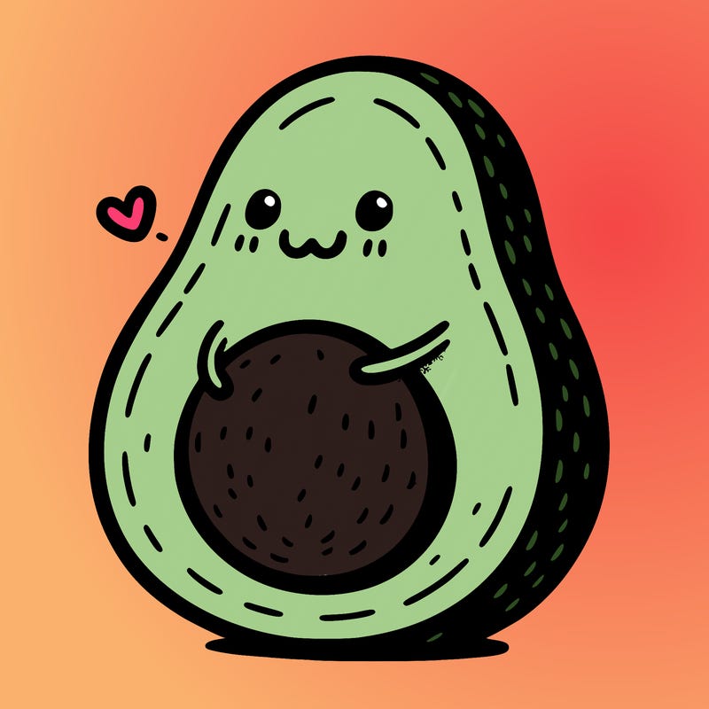 an avocado hugging an avocado