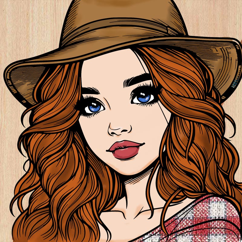 realistic girl with hat