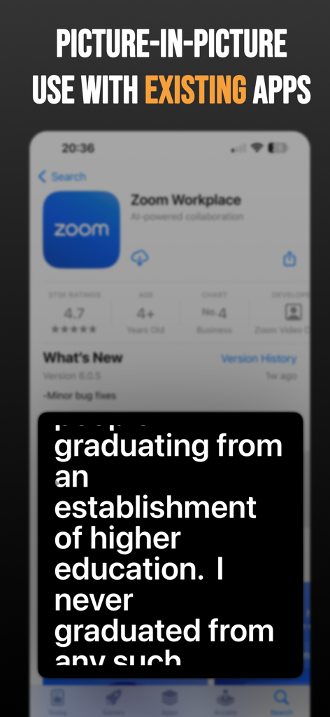 Teleprompter Pro X For Video - Teleprompter Pro X script displayed in Picture-in-Picture mode over a video conferencing app