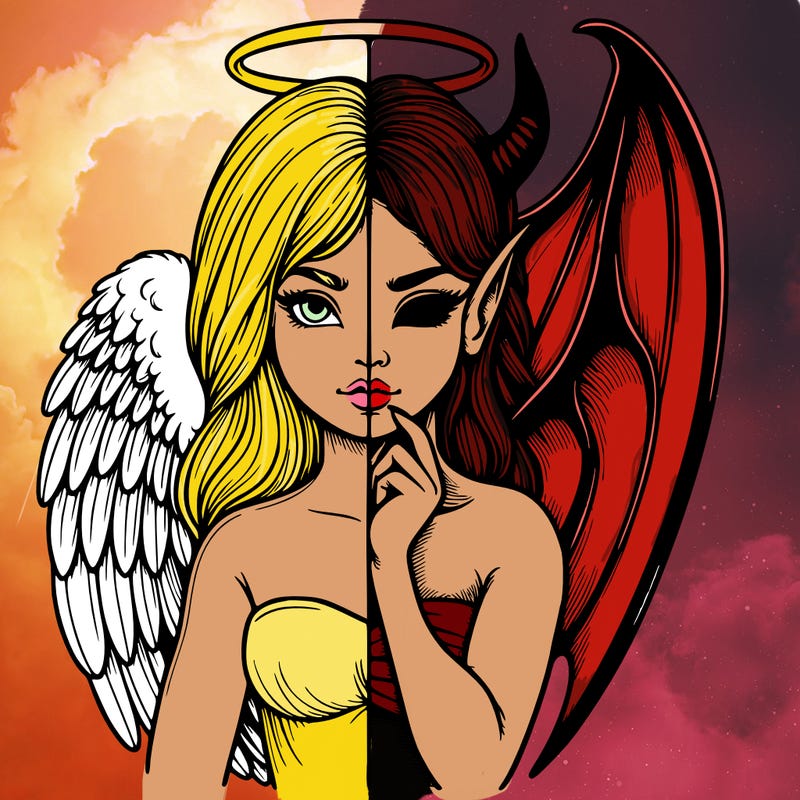 realistic angel half demon