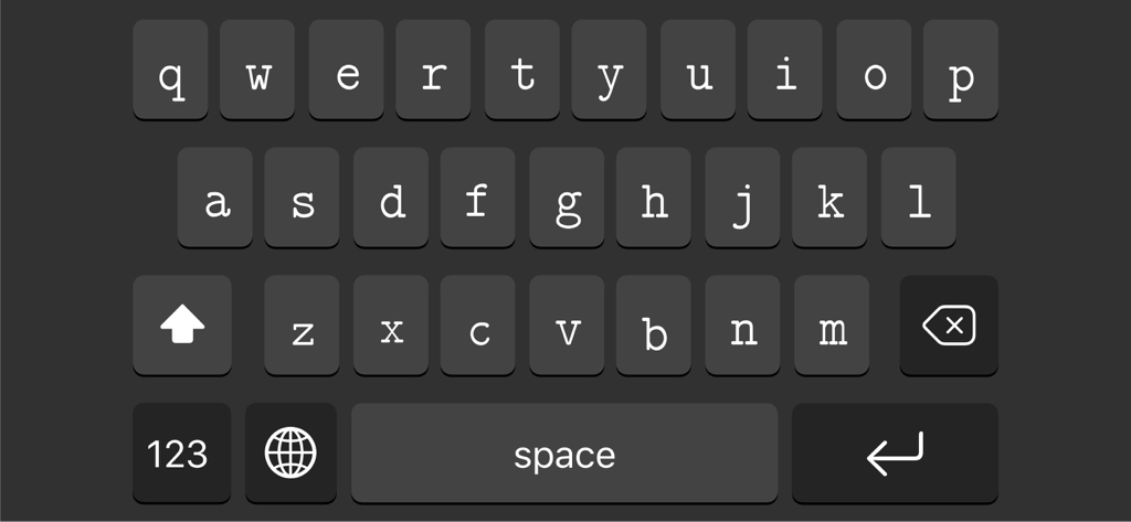 Un teclado móvil que muestra una fuente personalizada estilo máquina de escribir de la app Fonts Air.