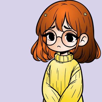 sad girl with glasses in a sweater