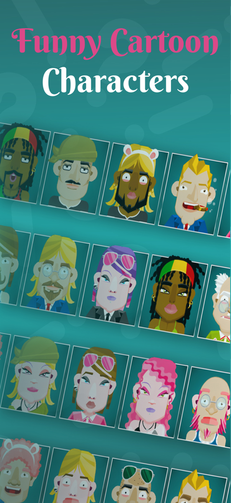 Une sélection de personnages de dessins animés amusants avec des caractéristiques uniques pour un jeu de devinettes