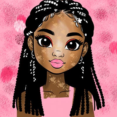 a realistic black girl with braids
