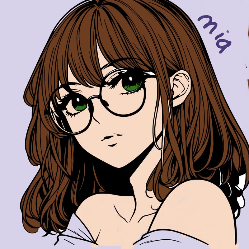 manga woman character with glasses and nice lips