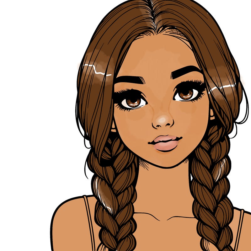realistic girl with braids