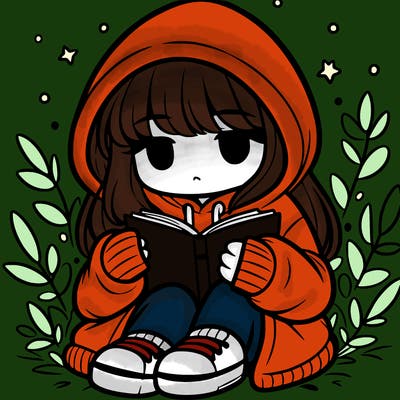 girl in oversized hoodie reading a book