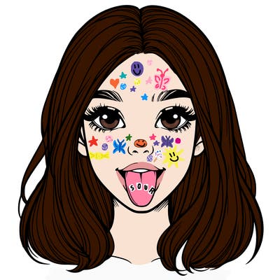 realistic girl with her tongue out