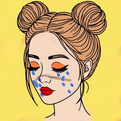 woman with hair buns