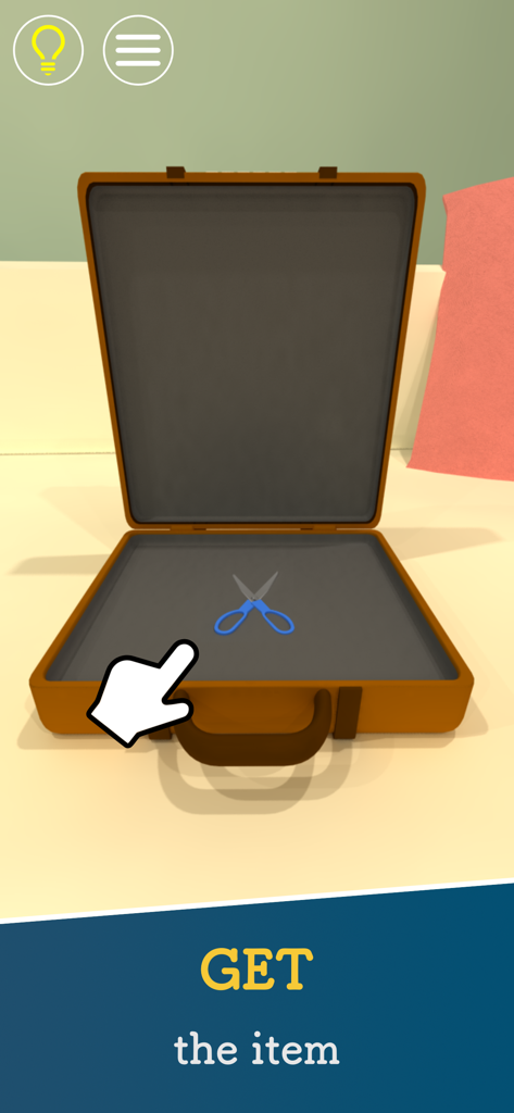 Escape Rooms: Room Escape - 『Escape Rooms』ゲーム内で、開いたブリーフケースの中にある青いハサミ