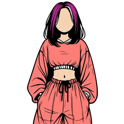 realistic girl faceless with baggy pants and a crop top