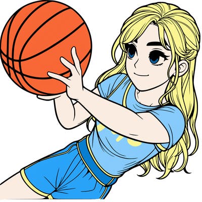 realistic girl playing basketball