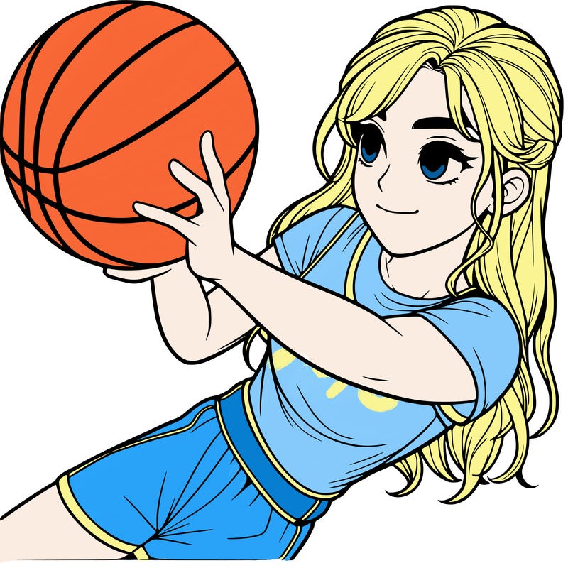 realistic girl playing basketball