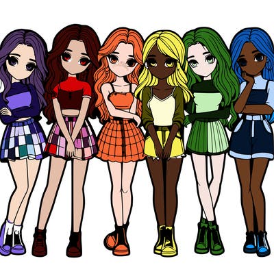 a group of girls realistic