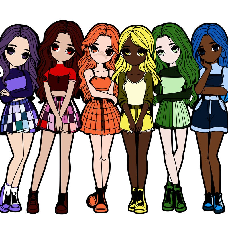 a group of girls realistic