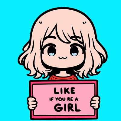 a cute girl holding a sign that says like if you’re a girl