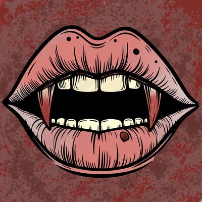 lips with vampire teeth