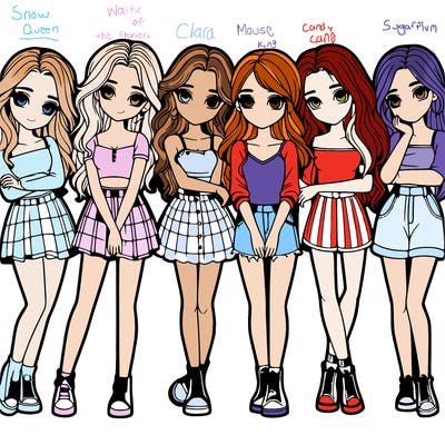 a group of girls realistic