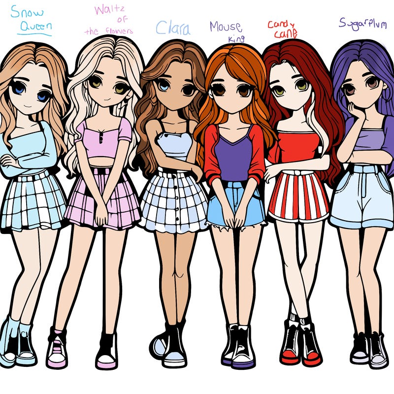 a group of girls realistic