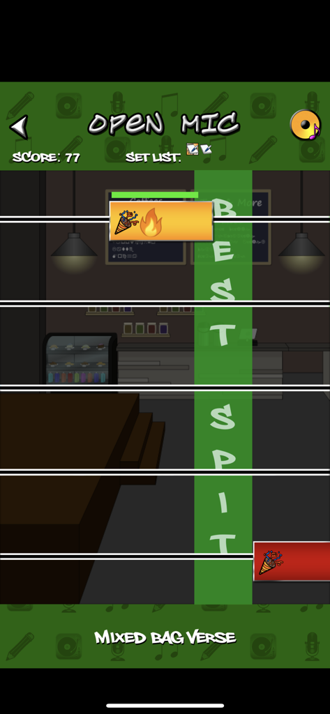 Rap Quest 2 open mic rhythm mini game screenshot