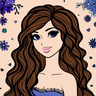 pretty woman with long wavy hair