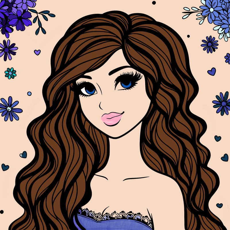 pretty woman with long wavy hair