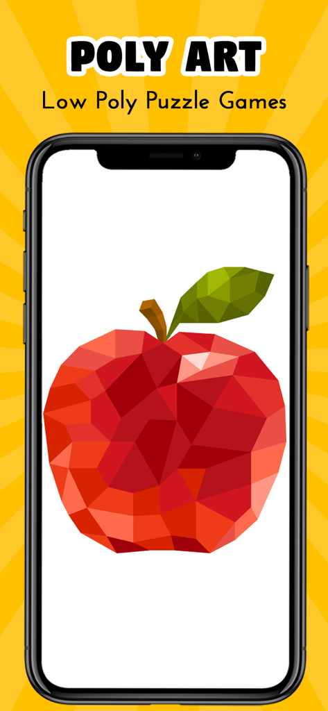 Un rompecabezas de manzana low poly rojo en una pantalla de smartphone.