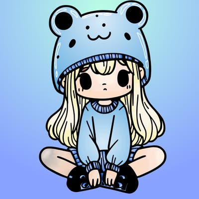 a girl wearing a frog hat and some frog socks