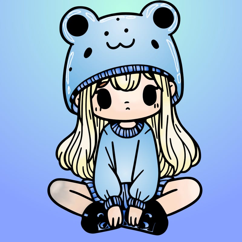 a girl wearing a frog hat and some frog socks