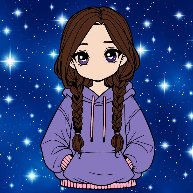 a realistic girl with a oversized hoodie and she has braids