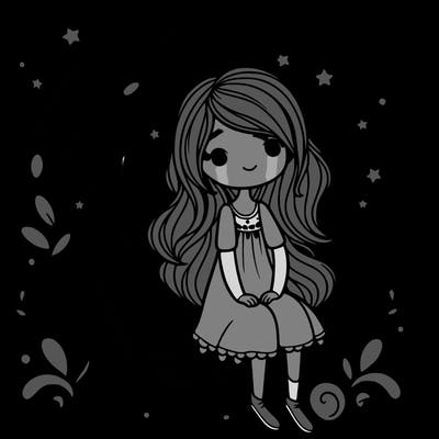 girl sitting on a crescent moon