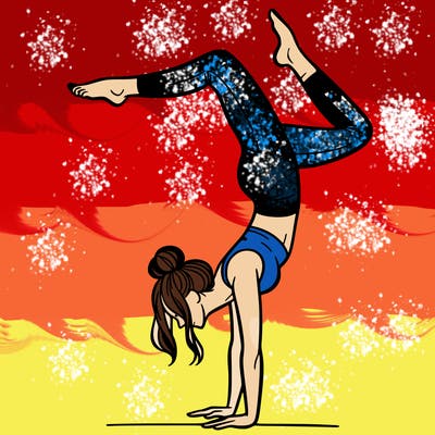a woman doing a handstand
