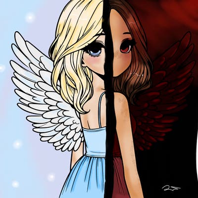 realistic girl with wings