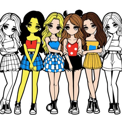 a group of girls realistic