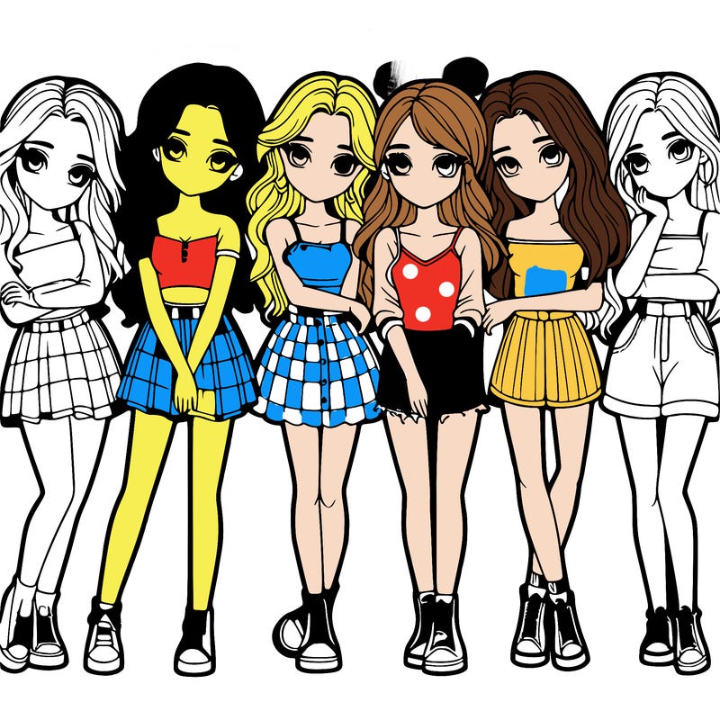 a group of girls realistic