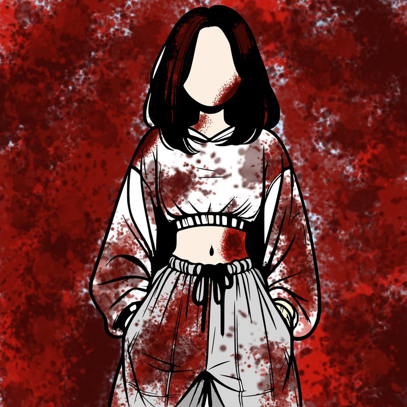 realistic girl faceless with baggy pants and a crop top