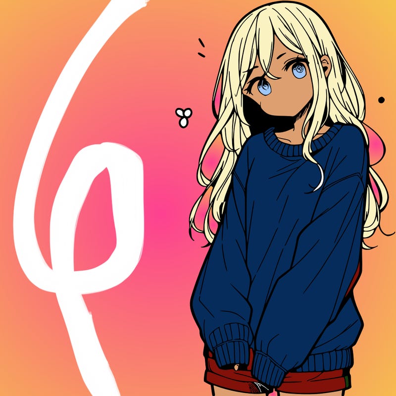manga teen girl  in a sweater and baggy pants