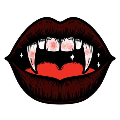lips with vampire teeth