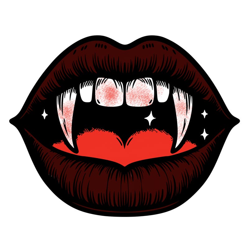lips with vampire teeth