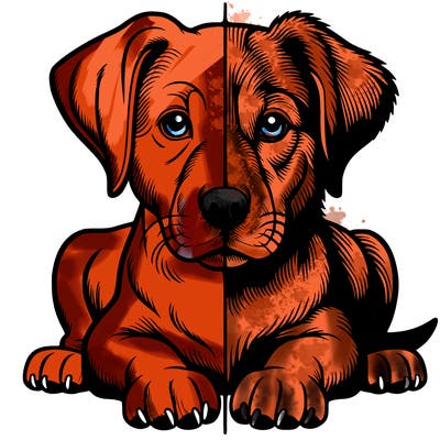 realistic dog split picture