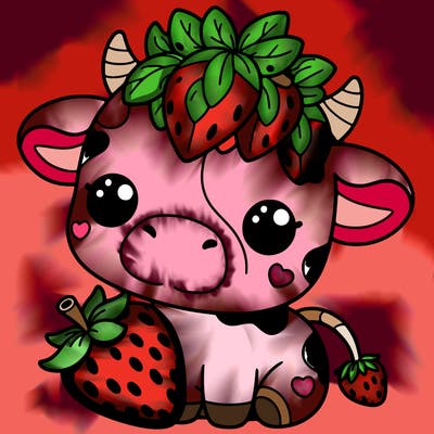 cute strawberry cow