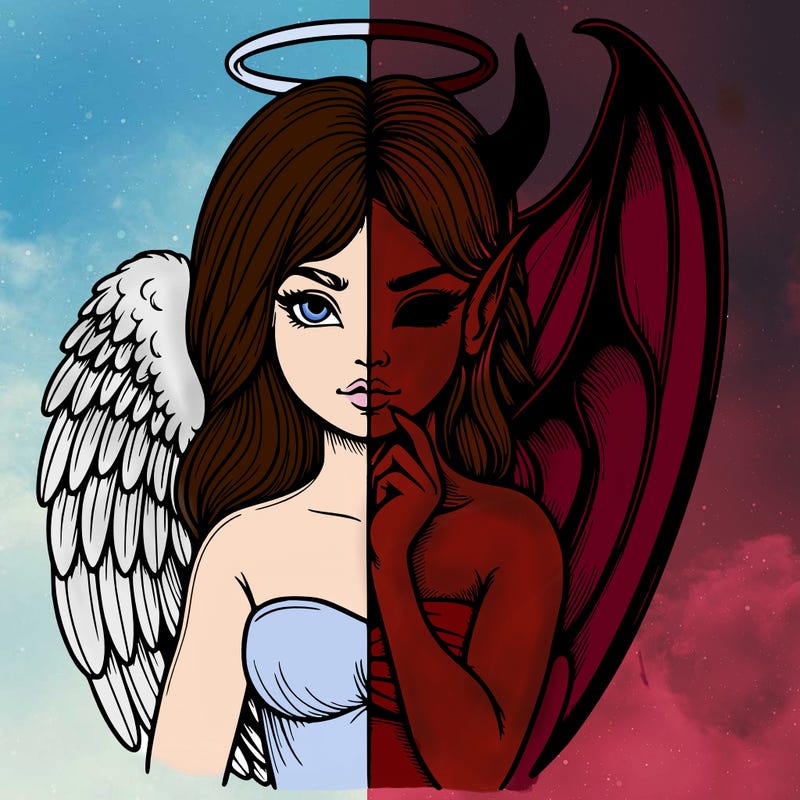 realistic angel half demon