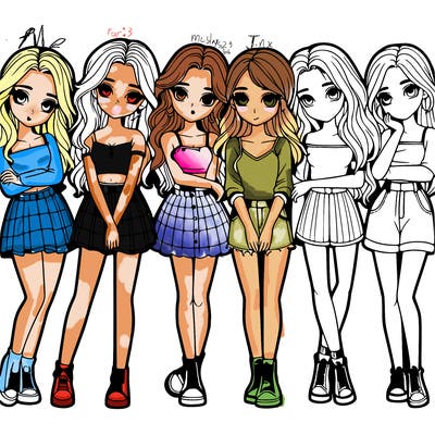 a group of girls realistic