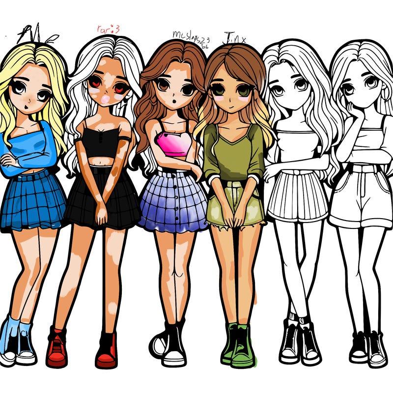 a group of girls realistic