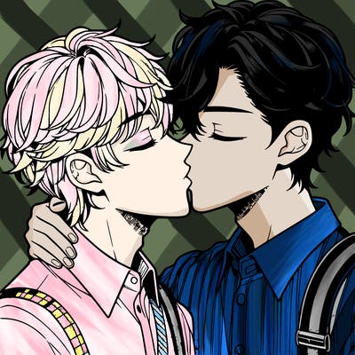 manga boys kissing each other