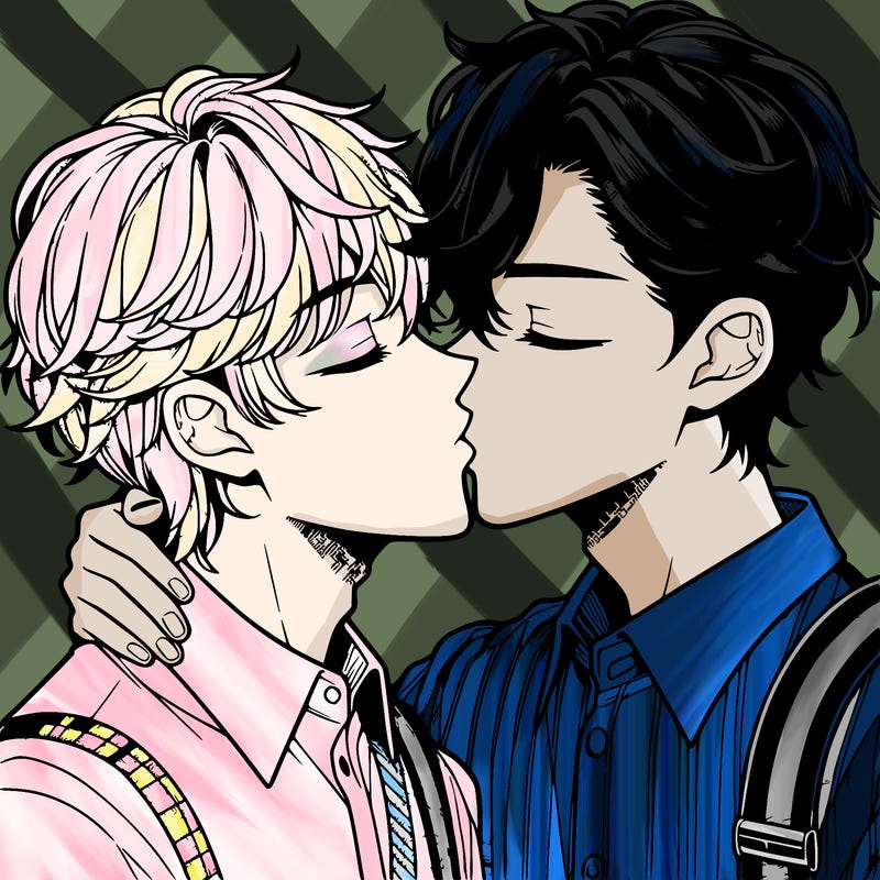 manga boys kissing each other