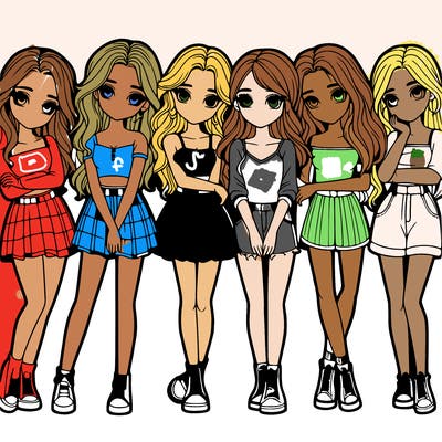 a group of girls realistic