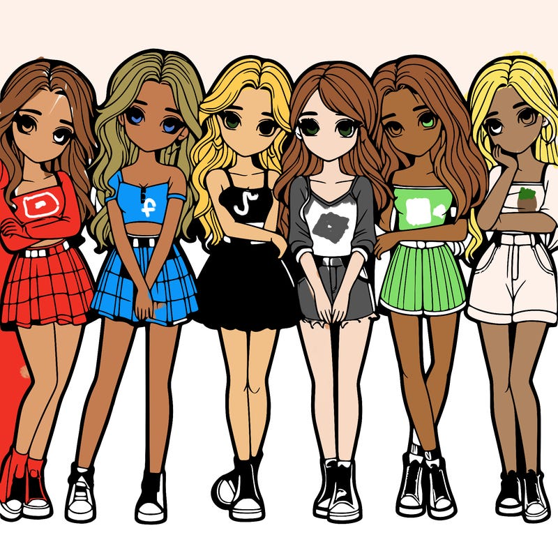 a group of girls realistic