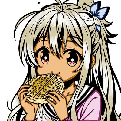 anime eating waffle