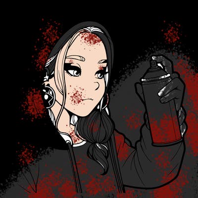 a realistic girl, spray painting